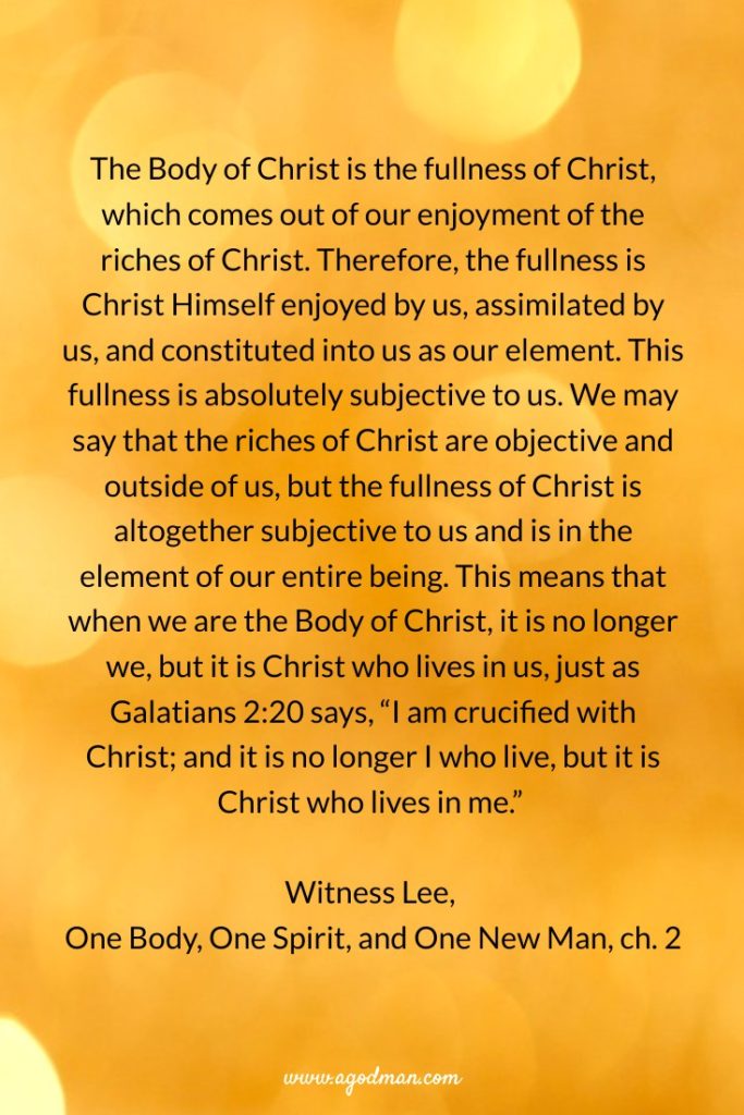 The Body of Christ, His Continuation, is the Fullness of Christ for His ...