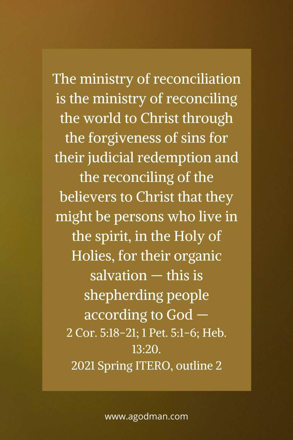 By The Ministry Of Reconciliation We're Reconciled To God Further And ...