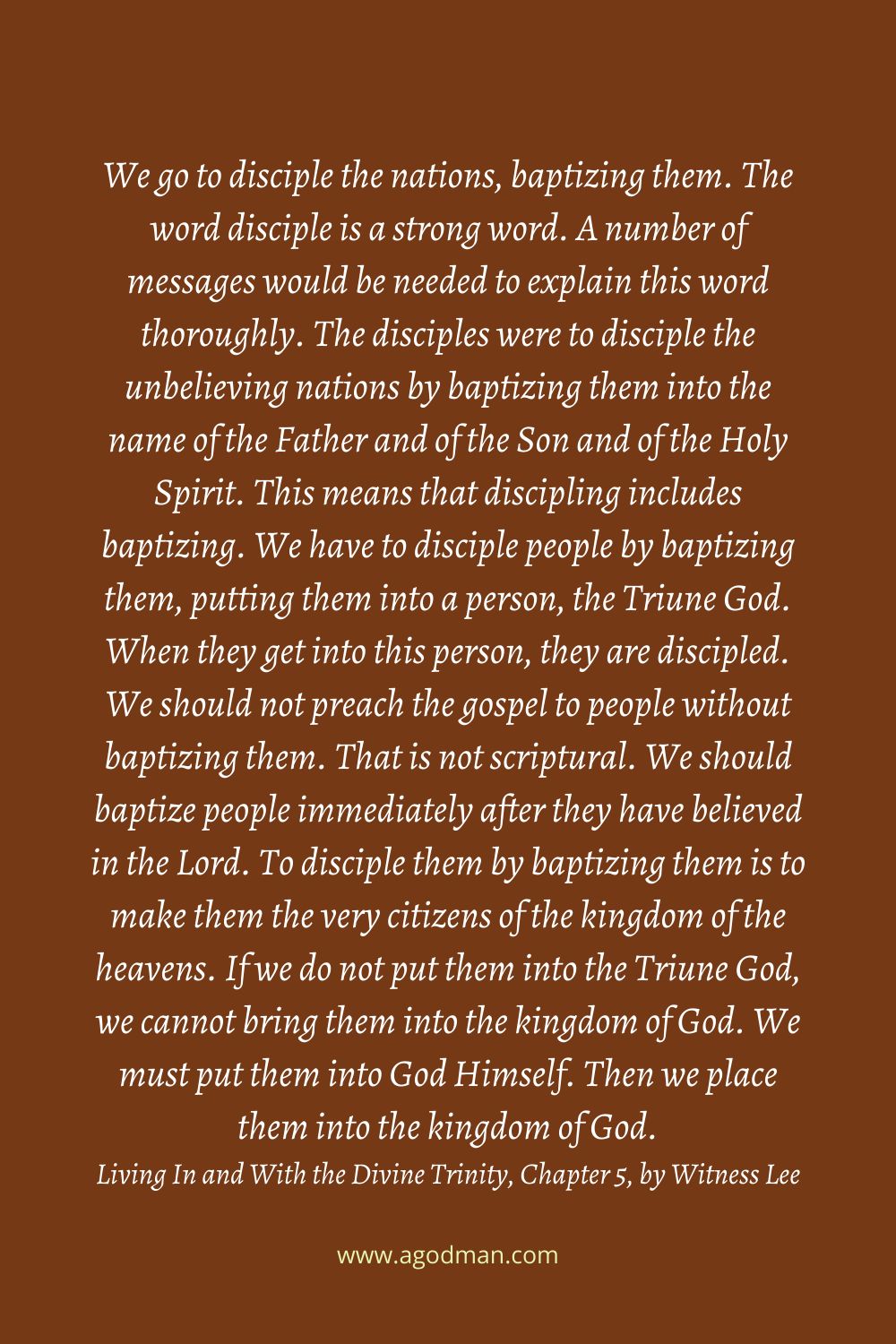 We Baptize People Into The Triune God To Bring Them Into An Organic ...